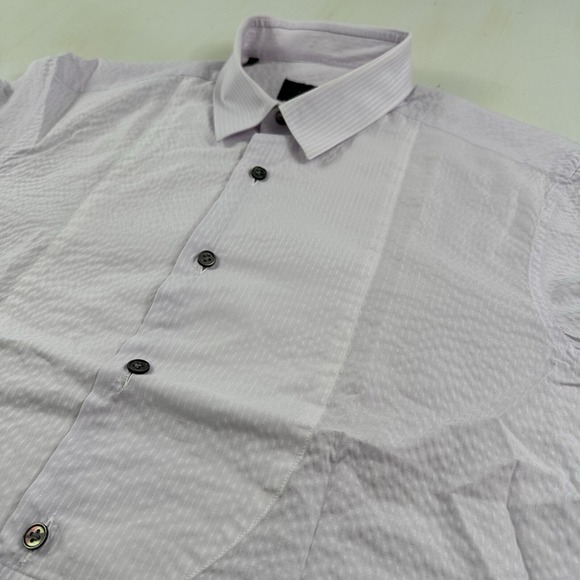 Lanvin‎ Men's Popover Bib Shirt 40 15 3/4 Medium Lavender Purple Made In Italy - Picture 6 of 15